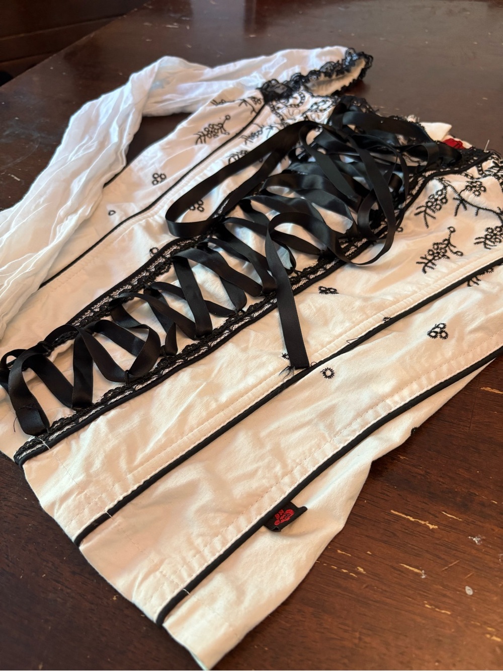 Vintage Tripp White Embroidered Milkmaid Corset Top - Picture 2 of 10